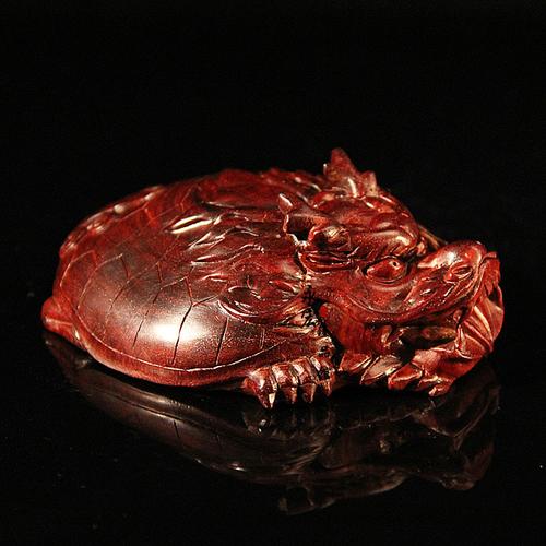 精雕印度小叶紫檀龙龟摆件 红木文玩 木雕工艺品 手把件 创意礼品